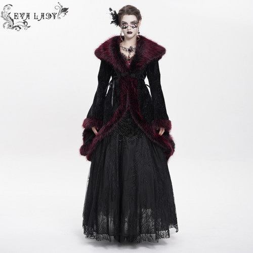 Devil Fashion恶魔时尚女装哥特 大毛领外套大衣ECT02302