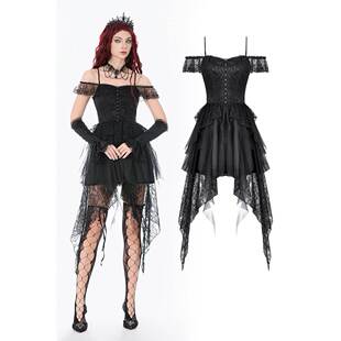 DARK IN LOVE哥特女装巴洛克风格蕾丝分层露肩洋装DW1144