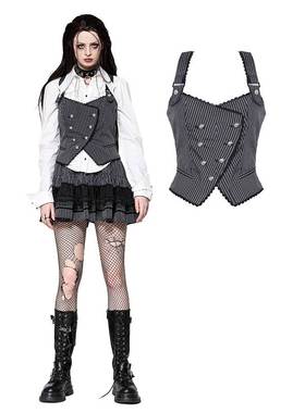 DARK IN LOVE哥特女装 深色条纹学术背心 VW021