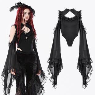 DARK IN LOVE哥特女装 高领蕾丝紧身衣上衣 TW648