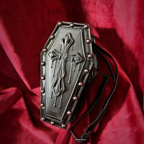 哥特暗黑十字架铆钉女斜挎包