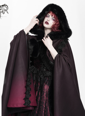 DevilFashion哥特风黑红渐变丝绒蕾丝外套CA048