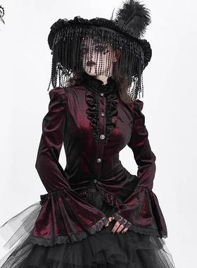Devil Fashion恶魔时尚女装哥特 亮光丝绒料燕尾款衬衫 SHT14102