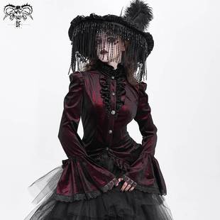 Devil Fashion恶魔时尚女装哥特 亮光丝绒料燕尾款衬衫 SHT14102