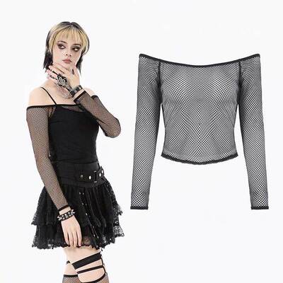 DARK IN LOVE哥特女装 朋克风格百搭网眼上衣TW671