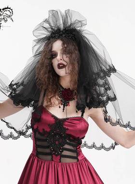 Devil Fashion恶魔时尚女装哥特暗黑花边透视头纱 AS192