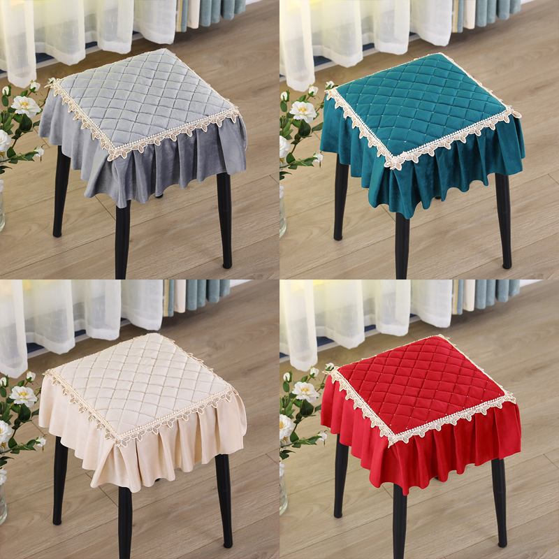 可叠放方形凳子套罩餐凳坐垫椅套