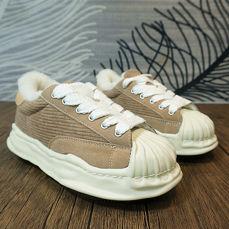 秋冬新款拼接羊毛女休闲鞋松糕底