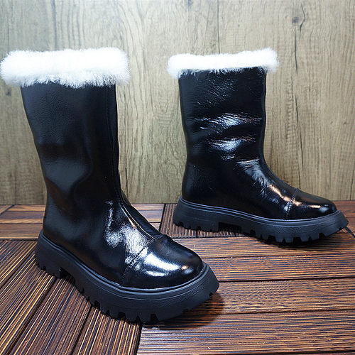 冬季新款真皮牛皮羊毛女士高筒雪地靴 套筒方跟女靴 防水保暖28-8