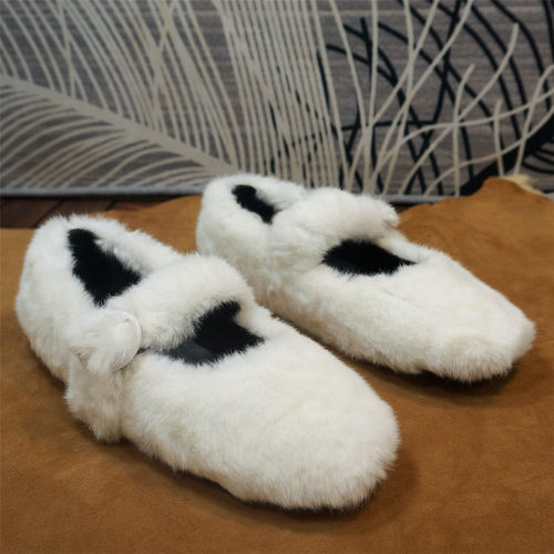 秋冬款 浅口女士毛毛鞋 时尚加毛单鞋 瓢鞋外穿保暖女鞋28-6B