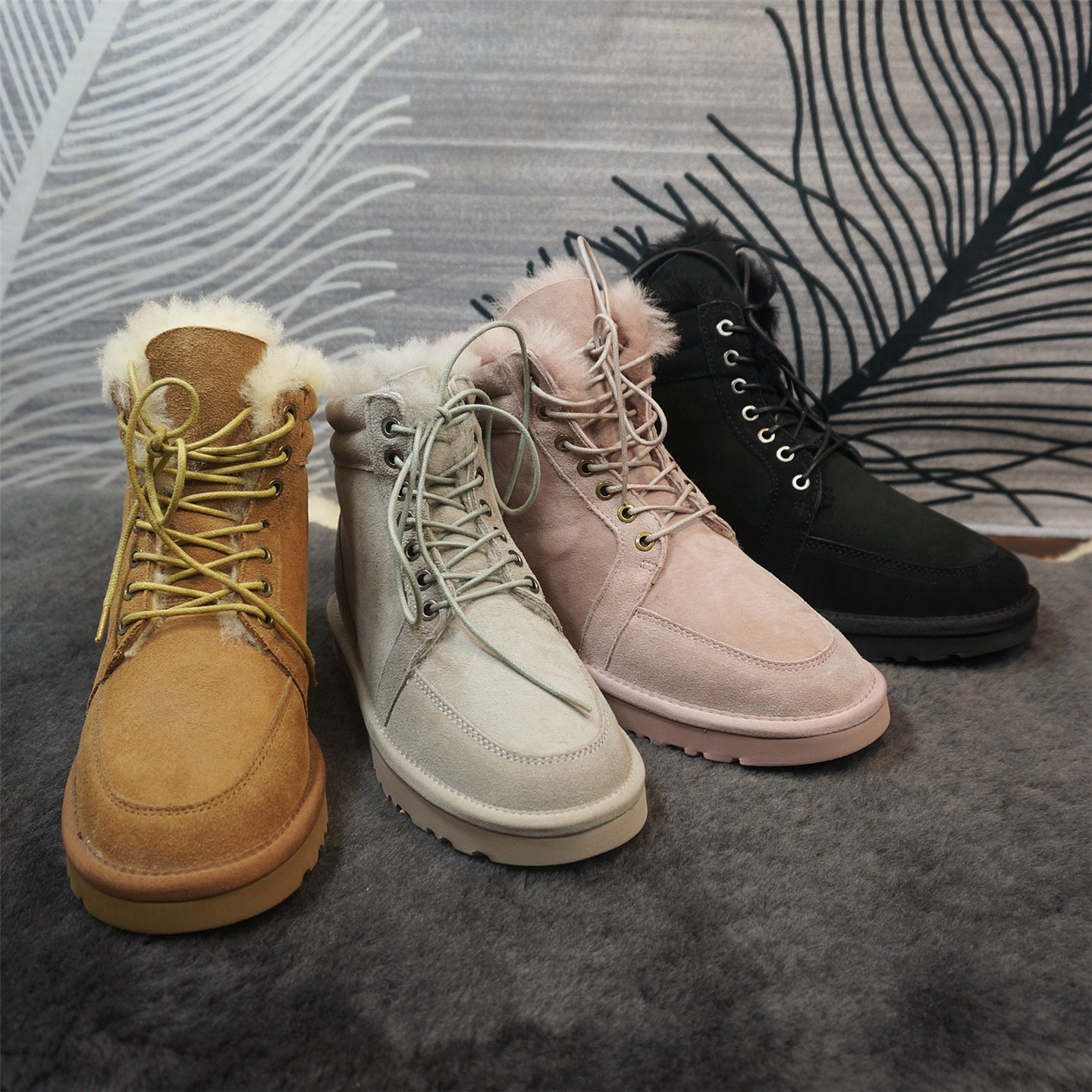 情侣靴冬季新款真皮羊皮毛一体雪地靴系带保暖男女棉靴平跟85-1