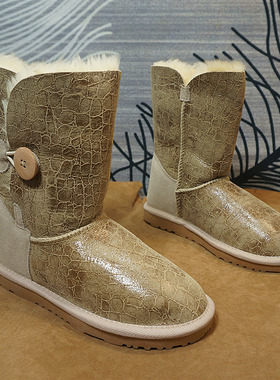 冬季真皮羊皮毛一体雪地靴处理（看说明） 中筒靴 一粒扣棉靴61-1