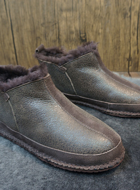 秋冬新款真皮羊皮毛一体雪地靴套筒男女短筒保暖情侣靴3-12/2-20