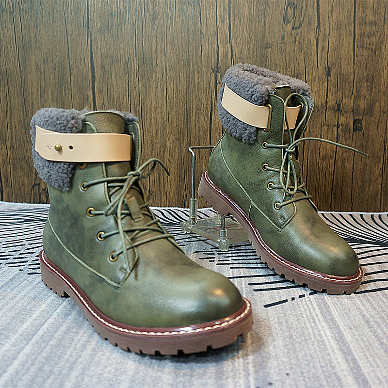 冬季新款真皮羊毛马丁靴羊毛靴