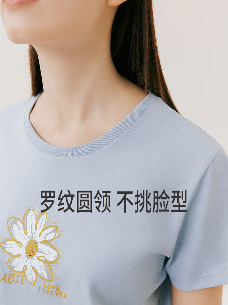 세 총 여성 티셔츠 여름 순면 인쇄 여성 반팔 라운드 넥 물 부드러운면 대형 스포츠 땀 흡수면 언더 셔츠