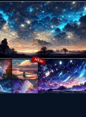 星空海报夜空动漫风景墙贴流星治愈系墙壁贴纸宿舍卧室不干胶贴纸
