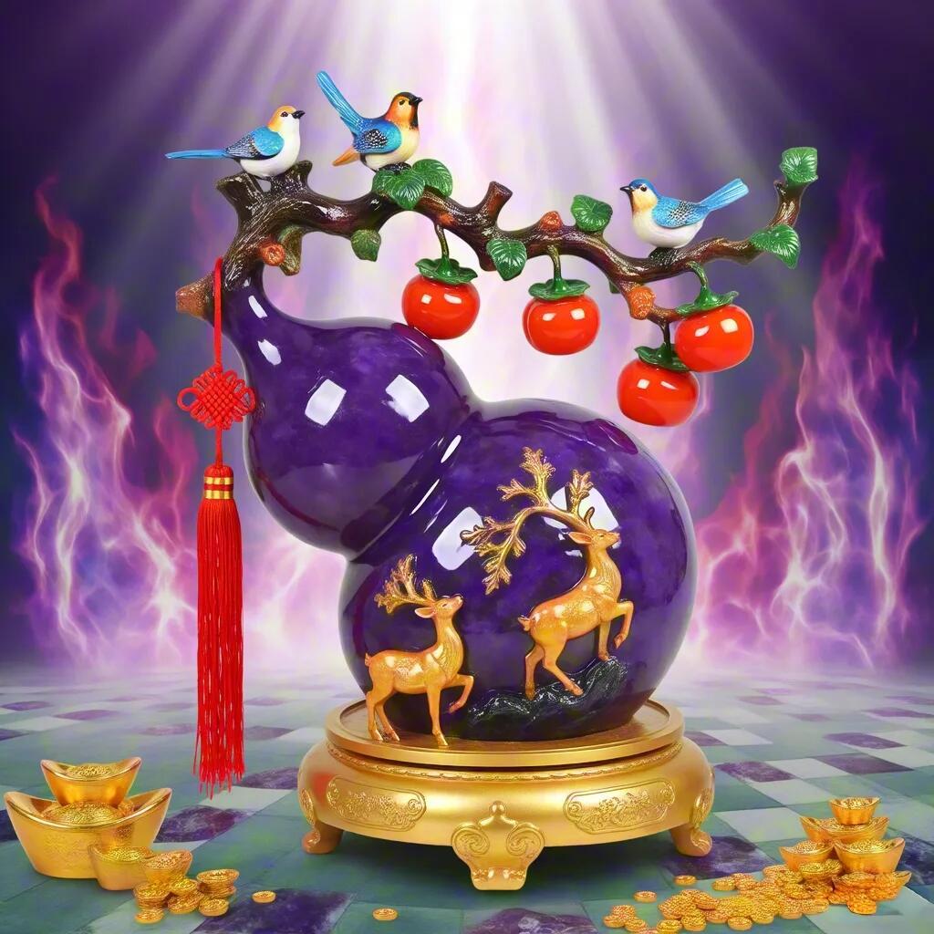 吉祥如意PVC贴画招财好运葫芦自代胶胶客厅书房卧室不干胶贴纸