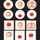 圣诞苹果糖贴纸不干胶平安夜圣诞快乐苹果糖包装 标签插画封口贴画