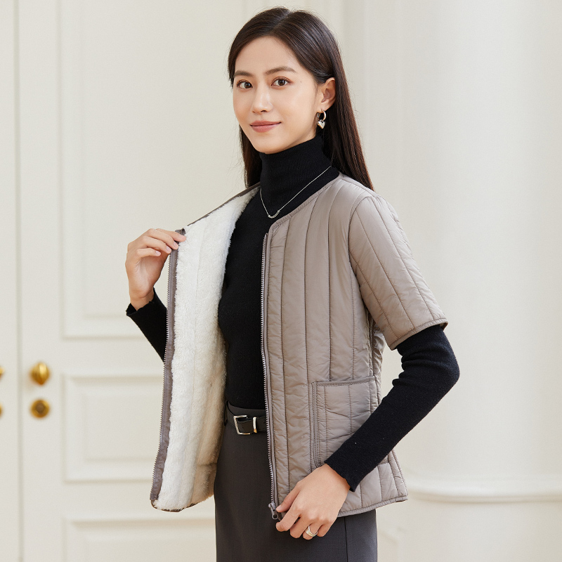 短袖拉链羽绒棉保暖棉衣保暖修身