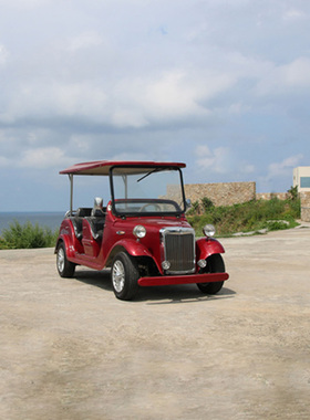 湖南6座红色电动老爷车图片大全观光车多少钱一台电动高尔夫球车