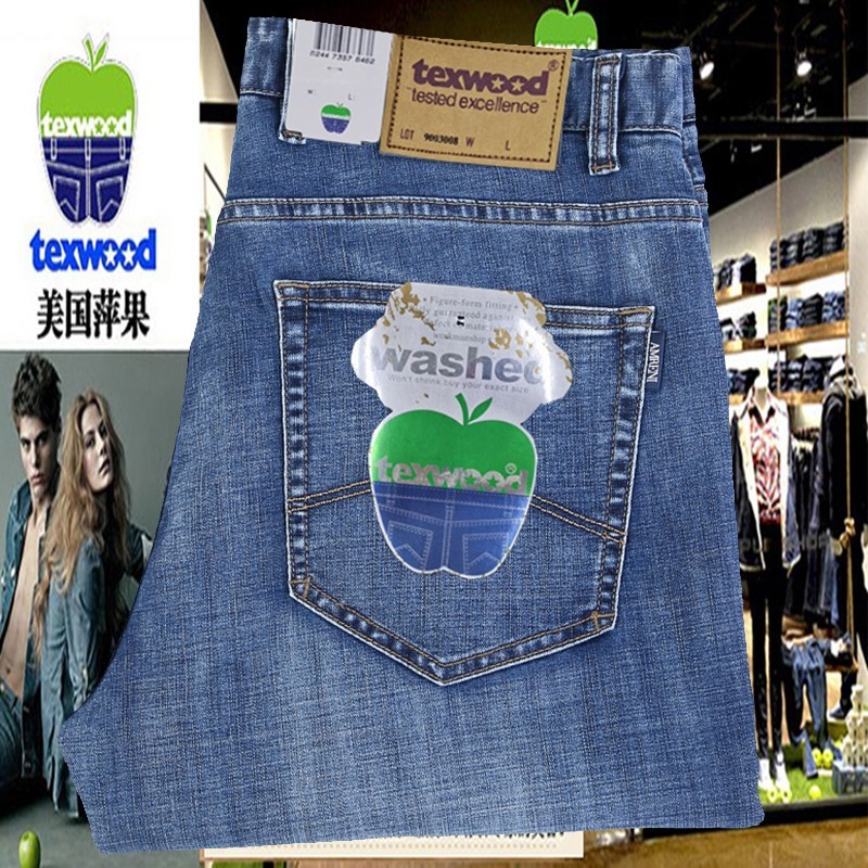 texwood苹果牛仔裤牛仔裤官方正品男夏季薄款苹果牌纯棉宽松直筒
