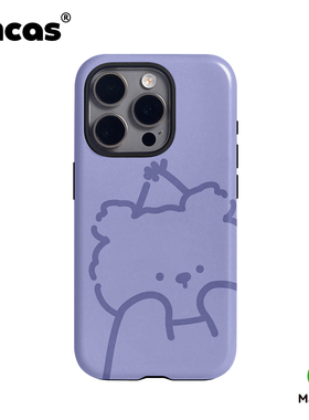 原创线条紫色小熊适用苹果iPhone17promax磁吸二合一菲林手机壳磨砂16pro全包15可爱ins简约14少女心13防摔12