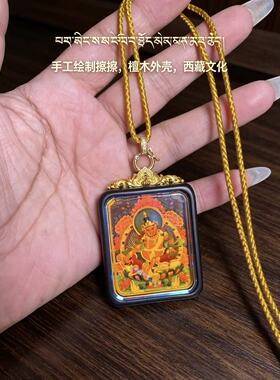 纯手绘擦擦檀木包边特色手工制作黄财神
