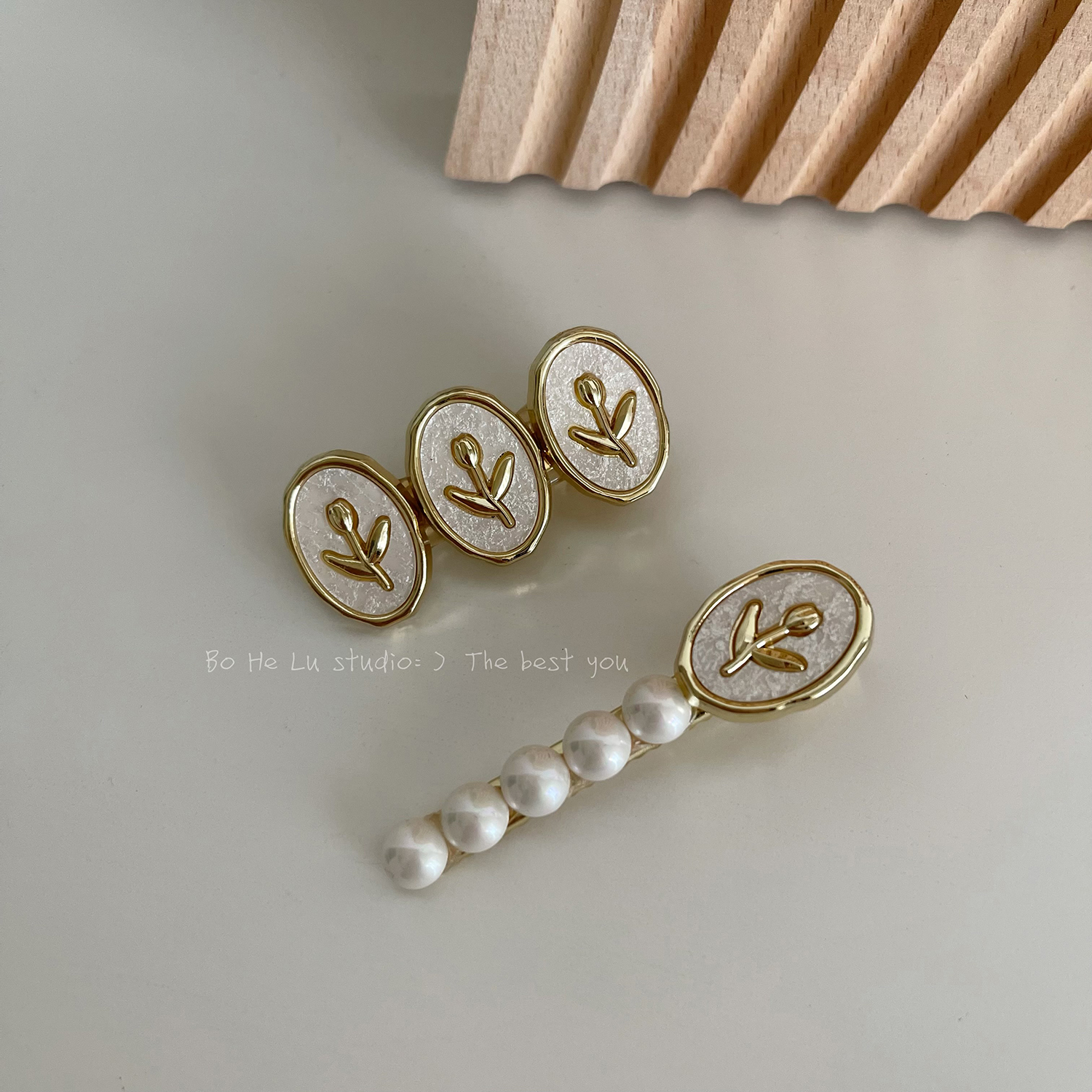 法式复古风郁金香发夹边夹头饰