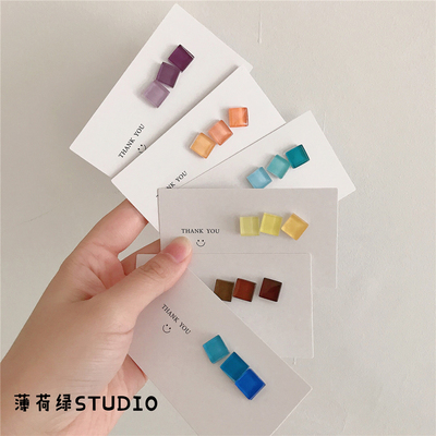 马赛克渐变系列清新方糖包邮耳钉