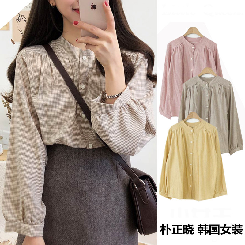 2019春秋新款韩国复古设计感小众格子衬衫女chic百搭小众衬衣学生|ruв категории Женская одежда, рубашка - от Buy2taobao.com для оказания профессиональной услуги покупки агента Taobao