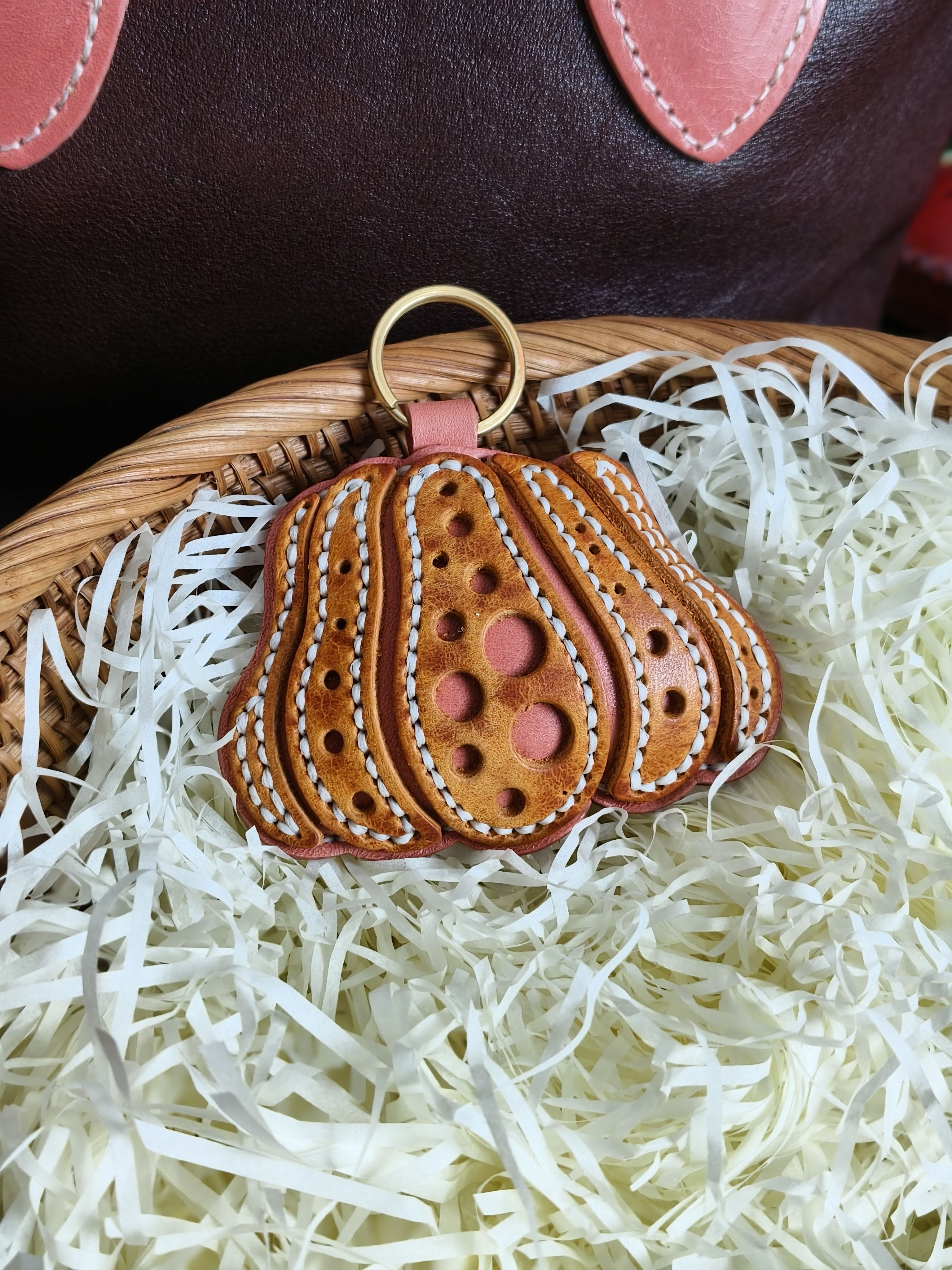 头层牛皮 创意南瓜包包挂件羊皮汽车钥匙扣女自制作diy手工材料包