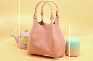 真皮头层牛皮牙齿包复古手提菜篮子包斜挎包休闲水桶包通勤女包