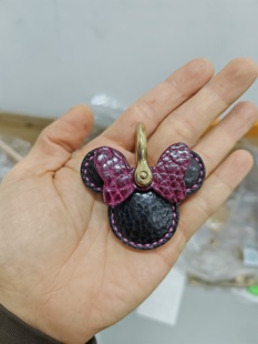 DIY米妮 植鞣头层牛皮建团材料包 包包挂件钥匙扣包包挂件真皮