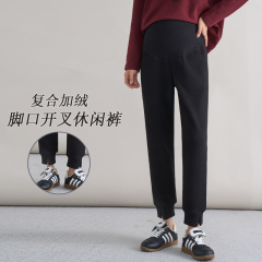十月妈咪孕妇裤子冬季外穿加绒加厚托腹运动宽松休闲裤子春秋装