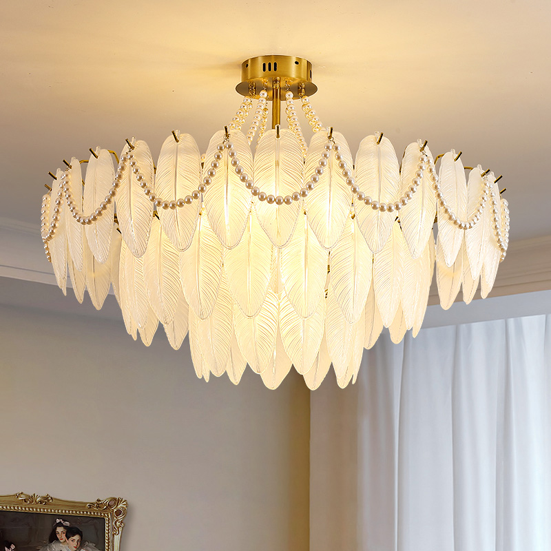 法式奶油轻奢风羽毛吊灯送安装
