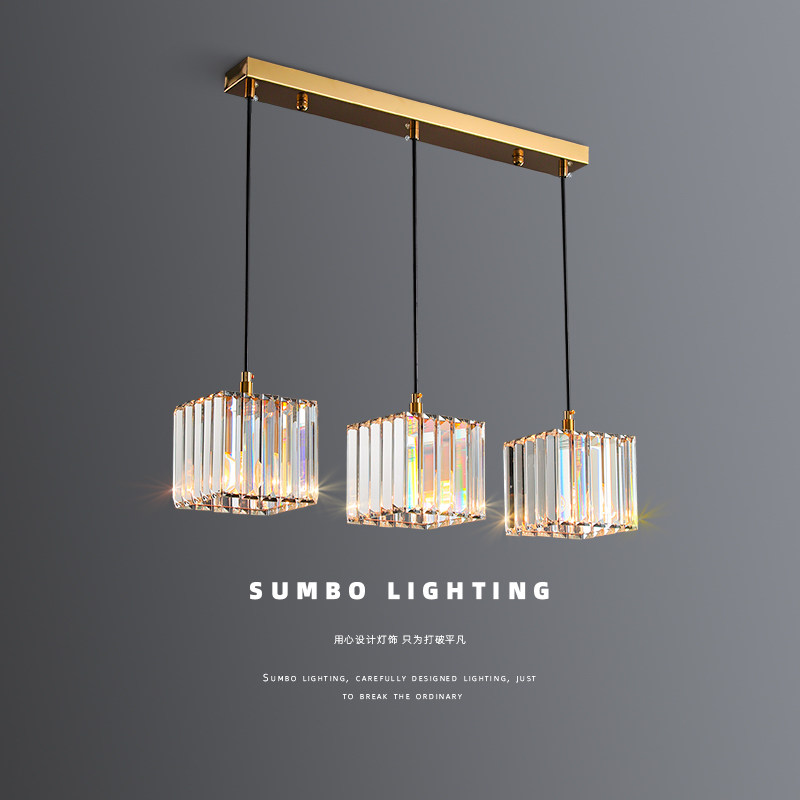 轻奢水晶餐厅吊灯现代简约三头五头饭厅灯创意个性吧台灯具灯饰