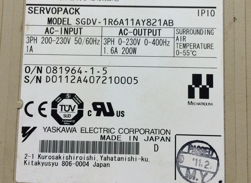 SGDV-1R6A11AY821AB     二手安川驱动器 专业销售维修一体化