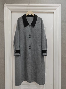 专柜同款2025秋冬新款高端定制蚕丝羊绒大衣女宽松显瘦羊毛呢外套