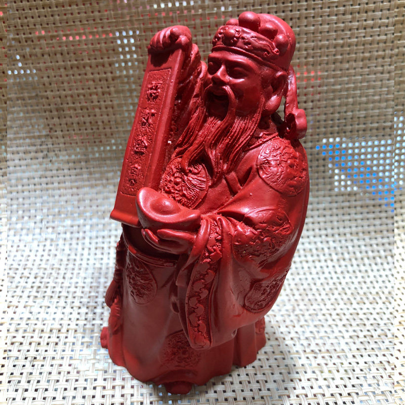 朱砂中国红关公财神摆件送财关公摆饰招财进宝家居