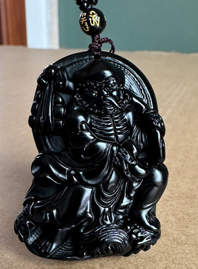 天然黑曜石达摩祖师吊坠男女随身款项链挂件达摩祖师爷佛像吉祥物