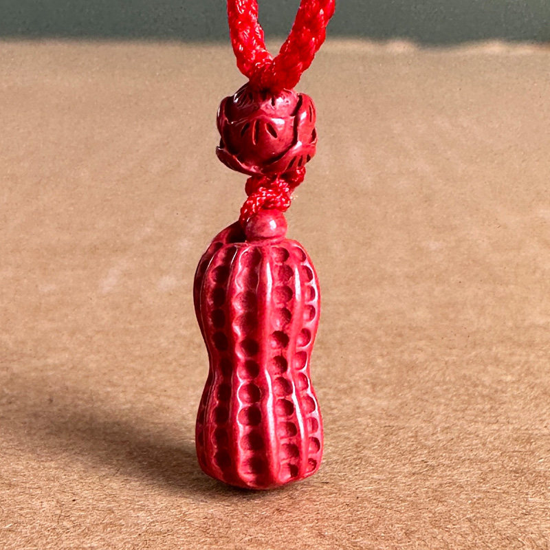 保真帝王红朱砂小花生吊坠