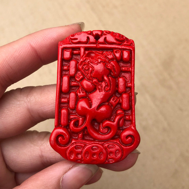 算盘貔貅吊坠帝王红朱砂男女本命年貔貅能挣会花随身只进不出挂件