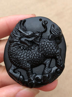 麒麟黑曜石饰品鼠年挂件吊坠项链