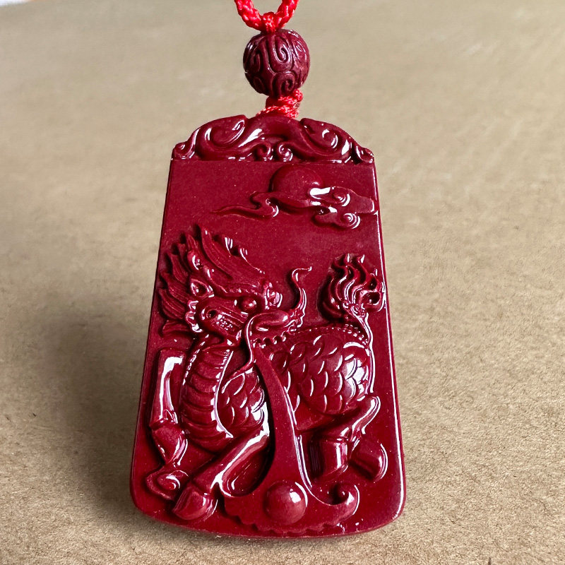 真品紫金朱砂火麒麟吊坠
