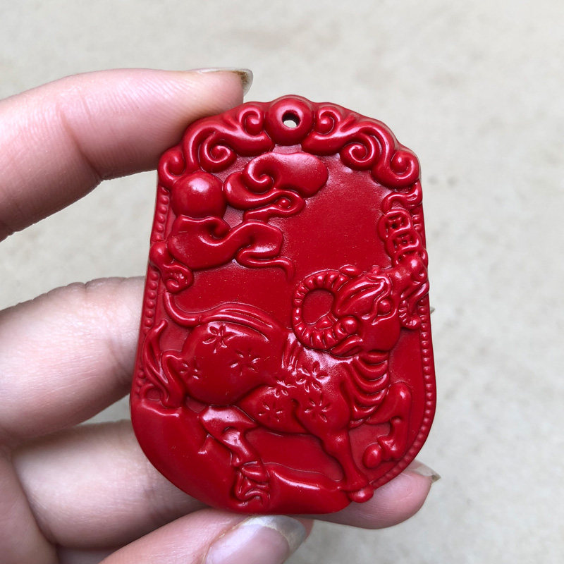 天然朱砂生肖牛招财守护神玉项链