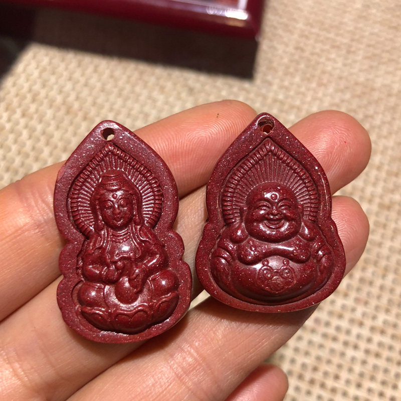 天然紫金砂观音情侣随身项链