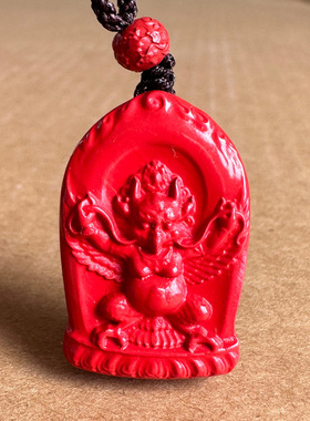 原矿帝王红朱砂雷震子吊坠金翅大鹏雕随身挂件半人半鸟蝉之子礼物