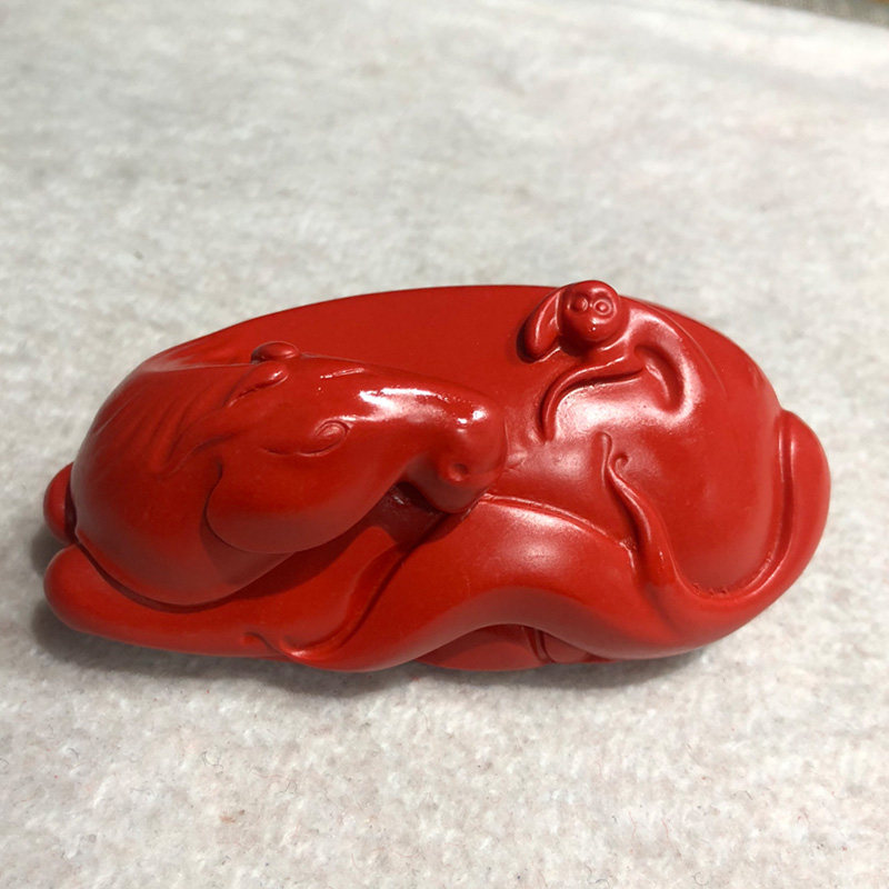 帝王红朱砂马上赢风水招财手把件