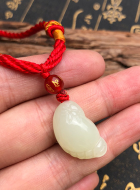 青白玉儿童宝宝款知足常乐吊坠