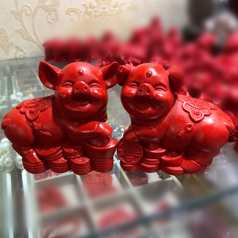 天然朱砂中国红旺财摆件